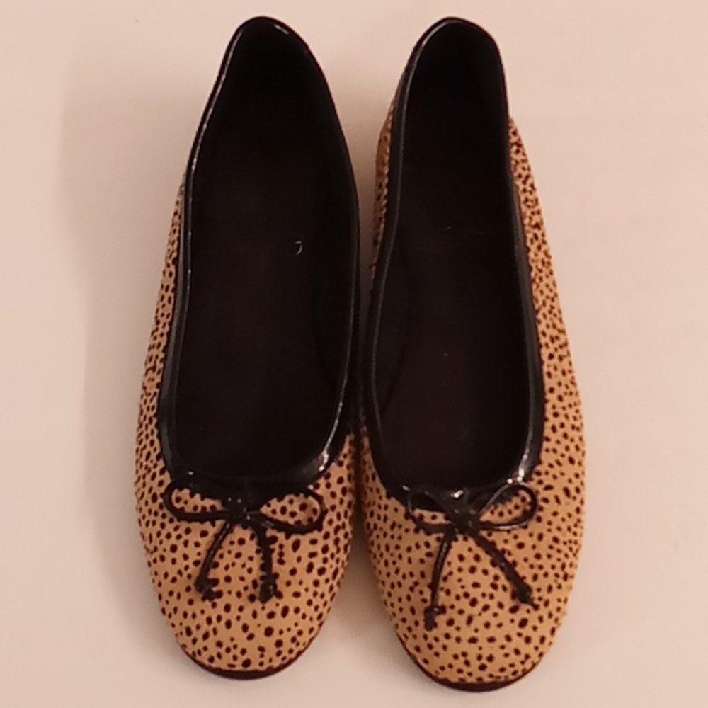 AEROSOLES Balletcore Leopard Cheetah Size 9 1/2 Black-Cream Flat shoes GY1D X - Picture 2 of 9